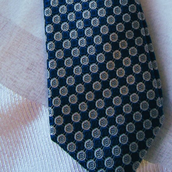 Ted Baker London Navy Tie, width 3 in, 100% silk, New - Picture 2 of 6